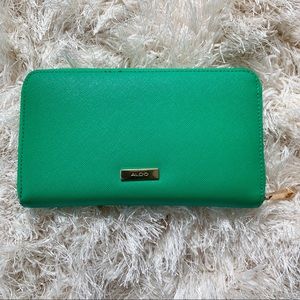 ALDO Emerald green zip around wallet